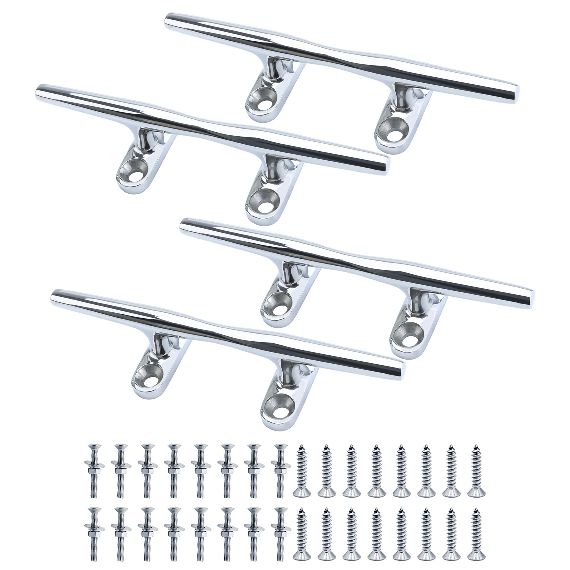 SHENGHUISS Boat Cleat 316 Stainless Steel Open Base Boat Dock Cleats（4"/5"/6"/8"/10"/12"） Silver/Gold for Boat, Dock, Kayaks, Nautical Decor ect