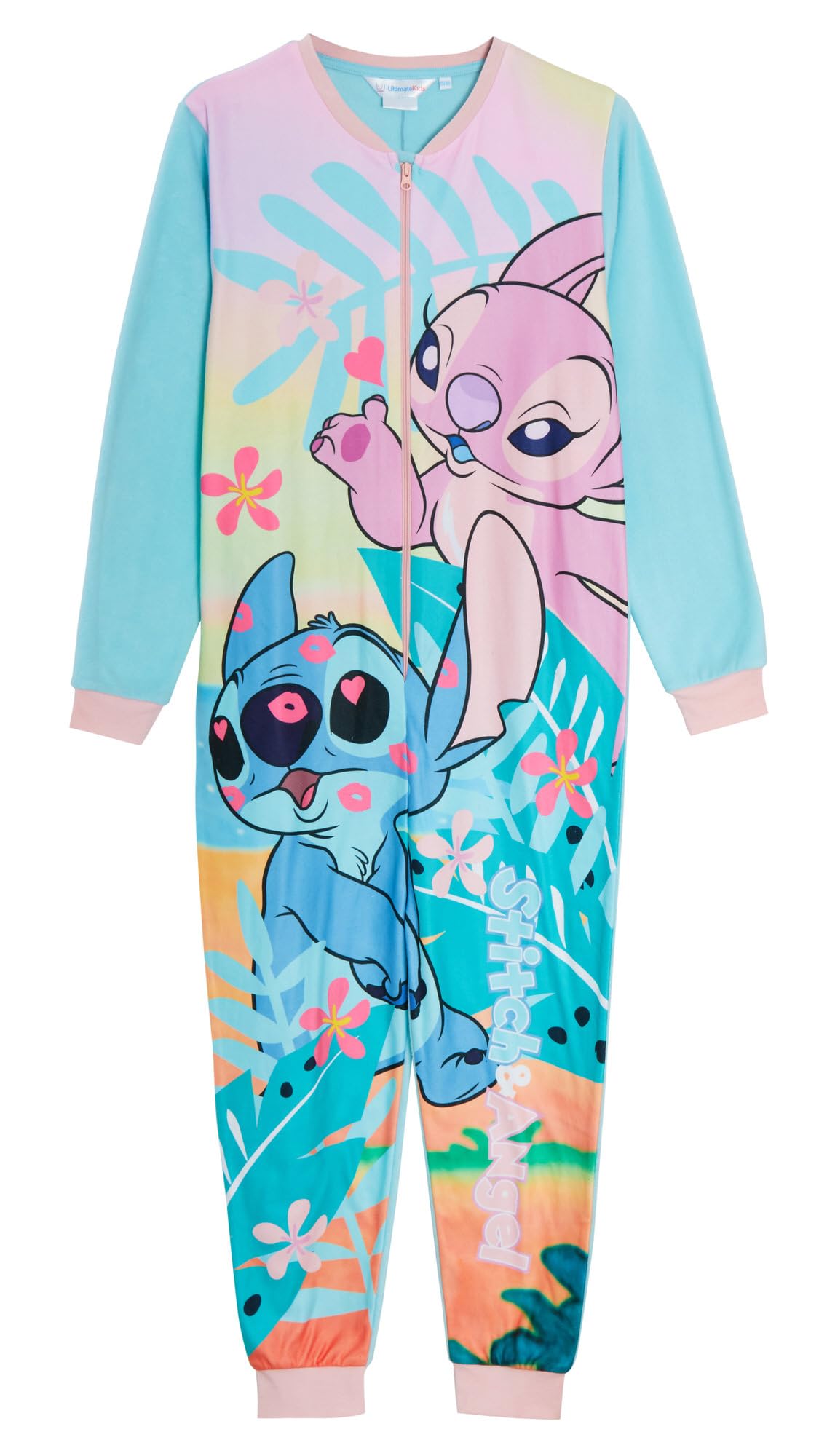 Disney Pijama de Stitch y Angel para Niños Todo en Uno Pijamas Para Niñas Forro Polar Ropa de Dormir, azul, 7-8 años