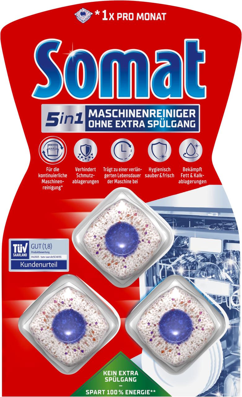 Komplett-Set für strahlendes Geschirr und gepflegte Maschine: SOMAT 3in1 Caps, Duo Power Gel, Spezial-Salz, Klarspüler, Maschinenreiniger & Deo – kraftvoll, Kalkschutz, Glanz und Frische in einem