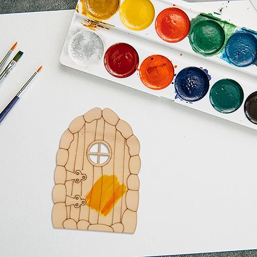 Miniatura 9 de EXCEART Chip de puerta de jardín de hadas de madera, 48 piezas, puerta de hada, jardín de madera, miniatura, kit de manualidades de bricolaje, sin