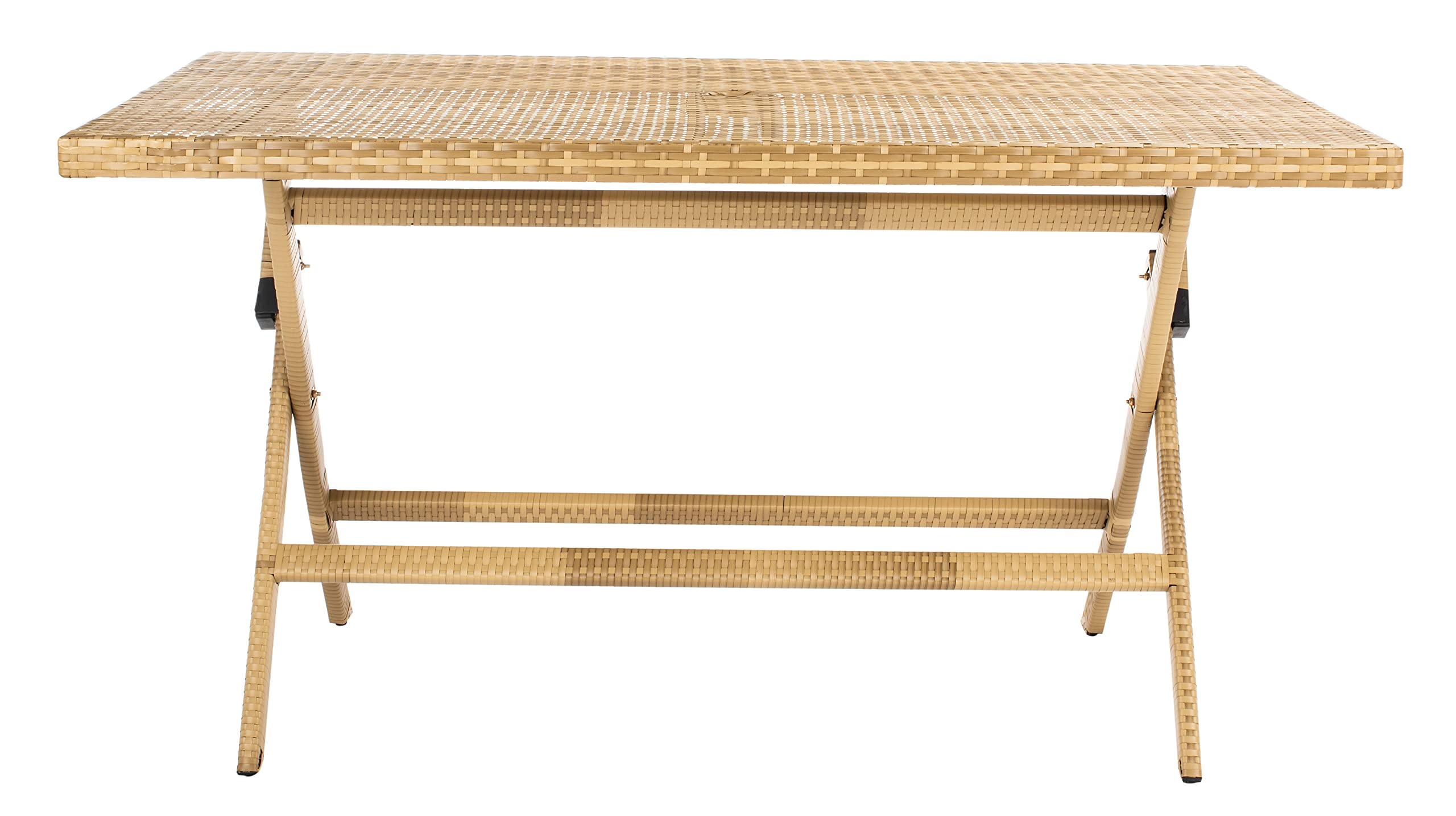 SAFAVIEH Outdoor Collection Akita Natural Folding Table with Umbrella Hole PAT7503D