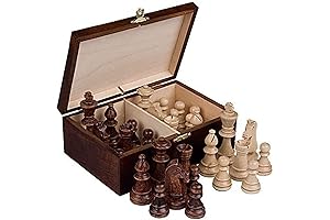 Staunton No. 6 Tournament Chess Pieces in Wooden Box for 2 Players:...