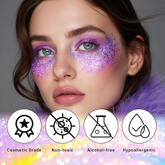 DAGEDA Dark Purple Body Glitter Stick, Hair Sparkly Face Glitter Makeup