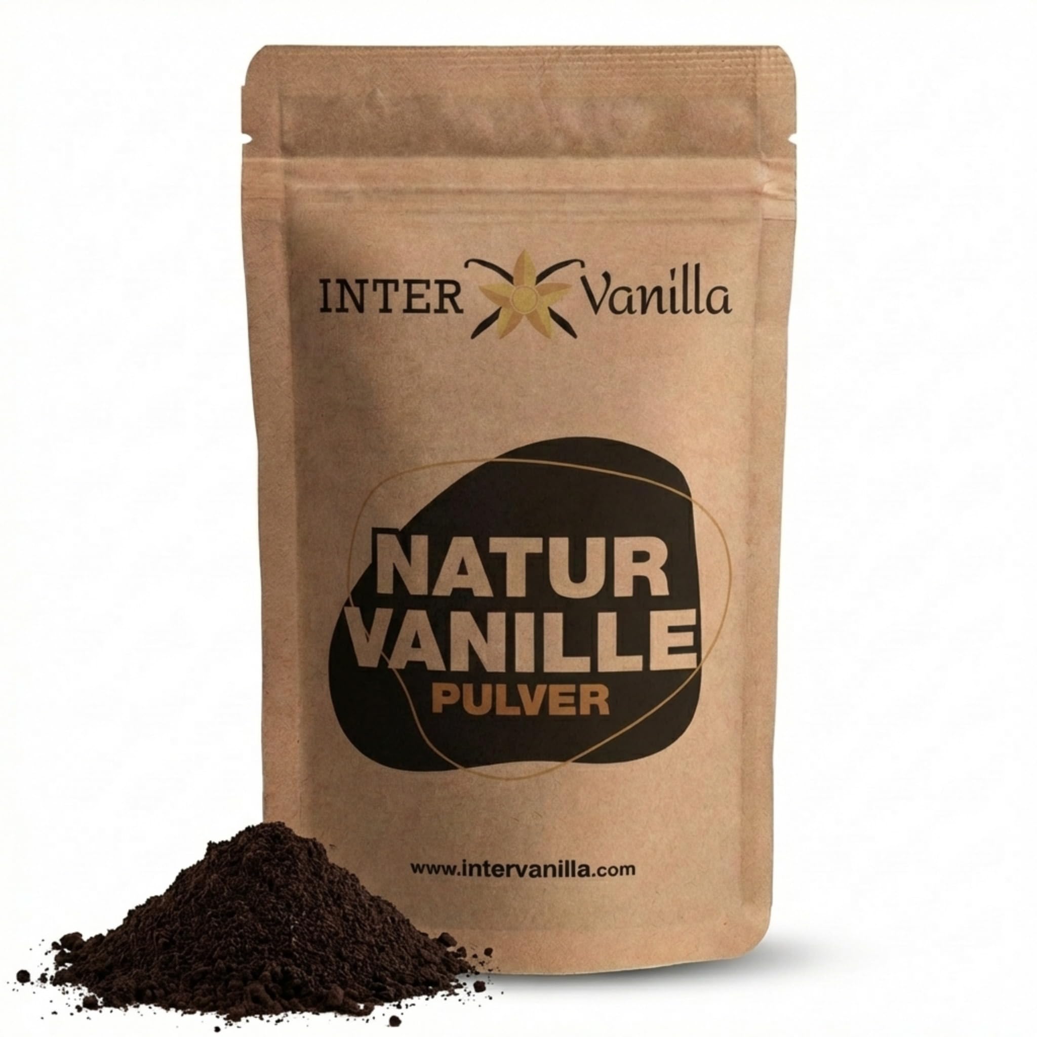 InterVanilla Natur Vanille gemahlen VANILLEPULVER, 25g aus 100% echten Premium Vanilleschoten. Vanilla bean powder. Ohne Zusätze, ohne Zucker