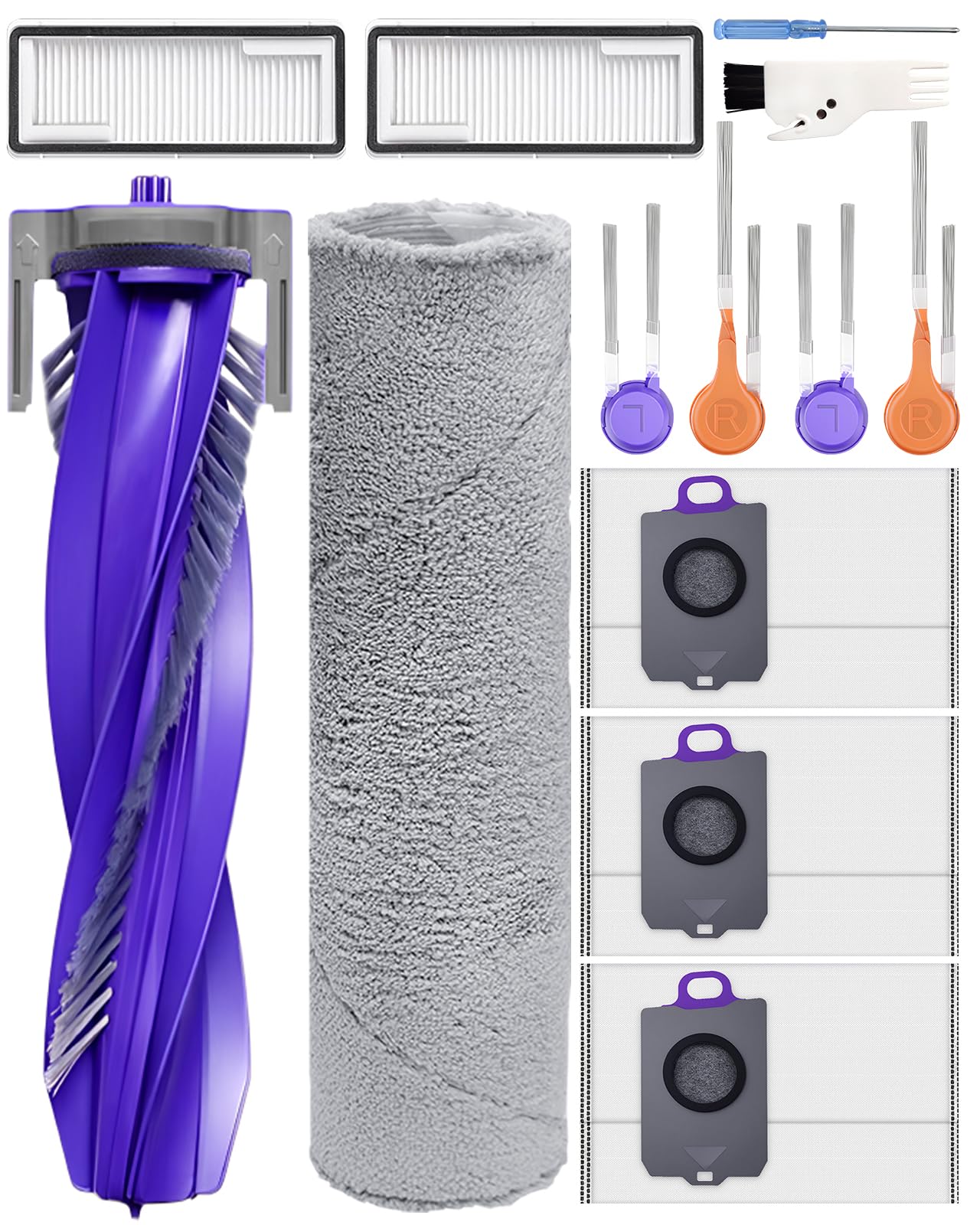 Yivy 13 części zamiennych do Narwal Flow robota odkurzającego, 1 szczotka główna, 1 ściereczka do wycierania, 2 filtry HEPA, 4 szczotki boczne, 3 worki na kurz