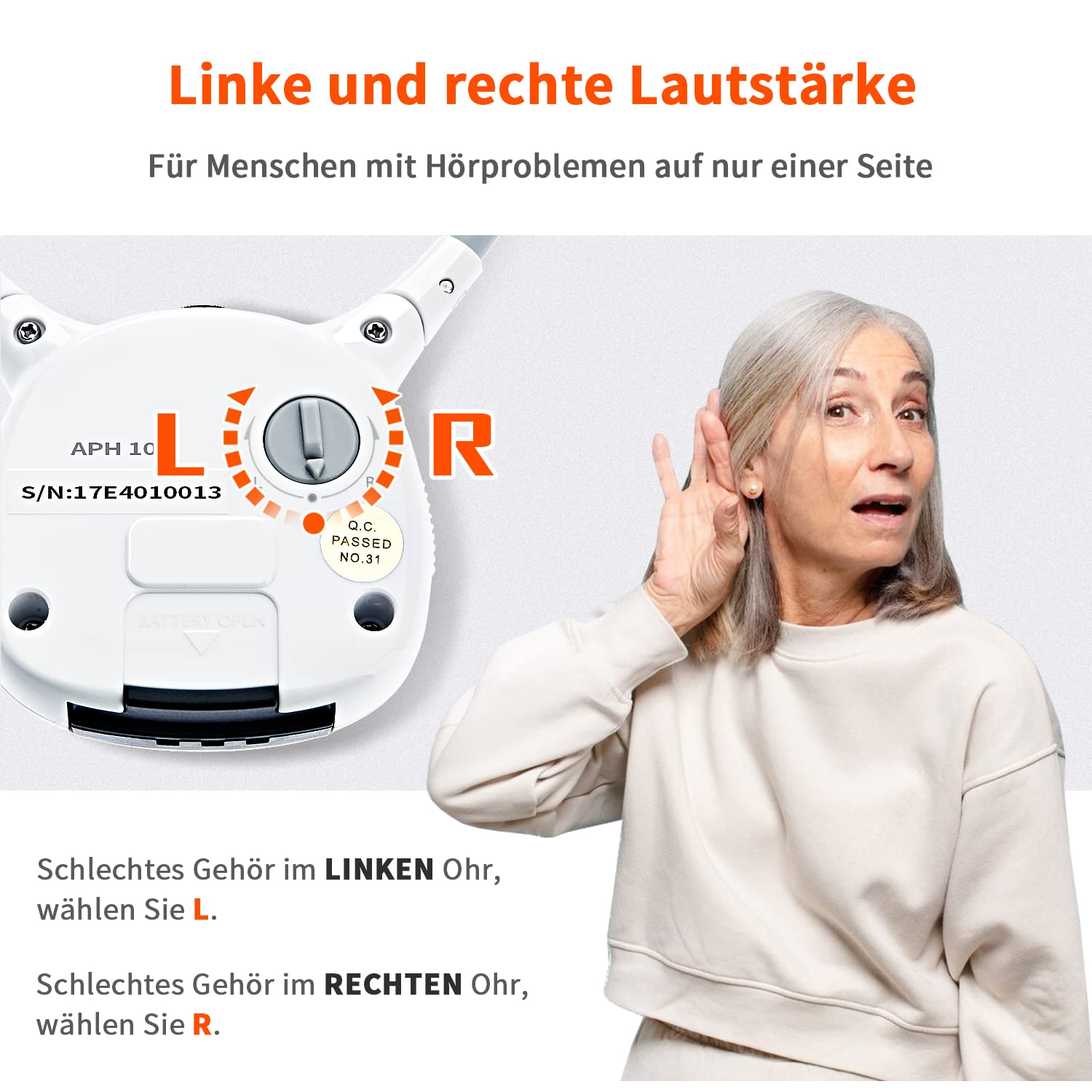 APH100 Funkkopfhörer für Fernseher, 2,4 GHz TV Kopfhörer Drahtlos für Ältere Menscher (3,5mm AUX, RCA, Inkl. 2er Akkus und Zwei Sets Ohrstöpseln)