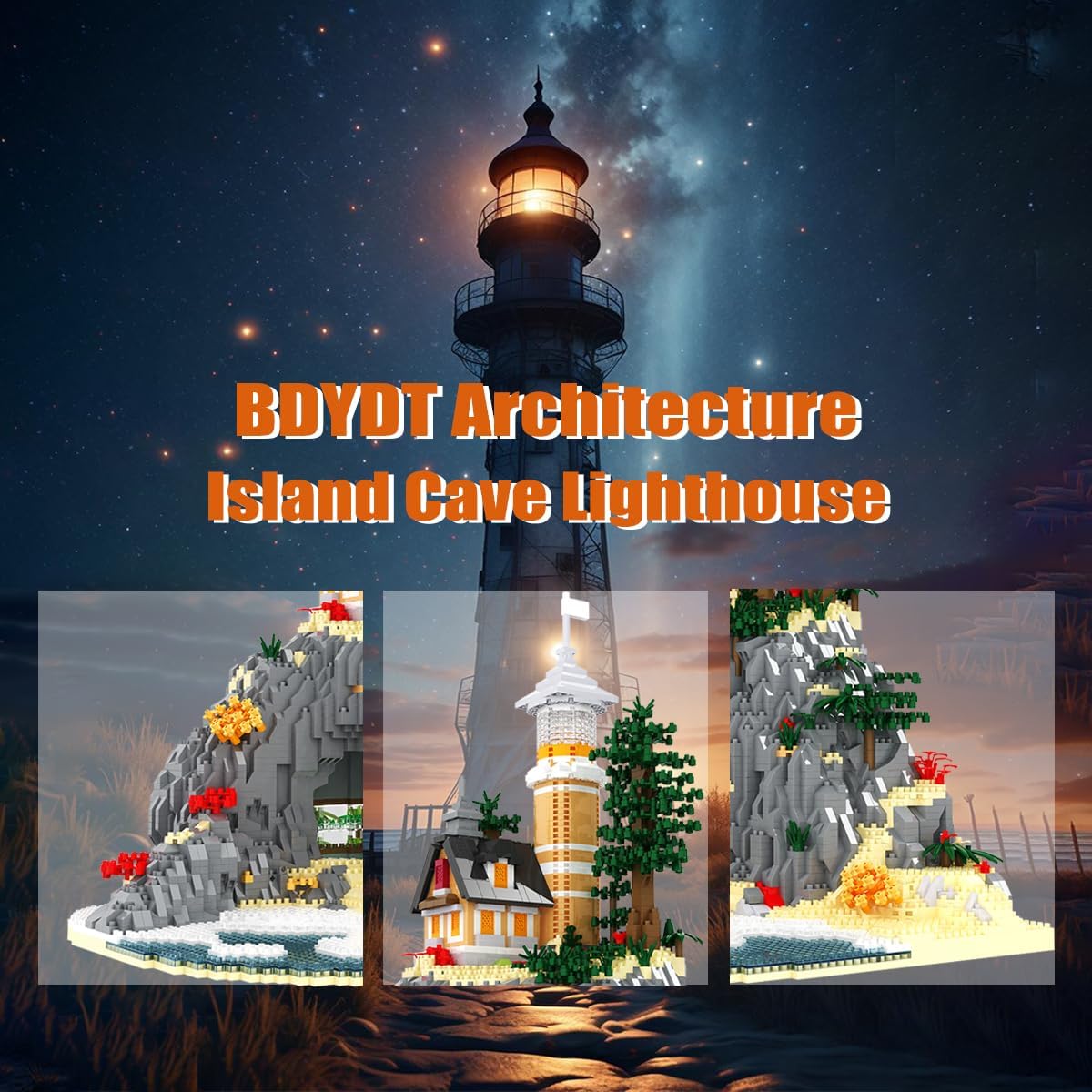 BDYDT Architecture Island Cave Lighthouse Micro Building Blocks Set ...