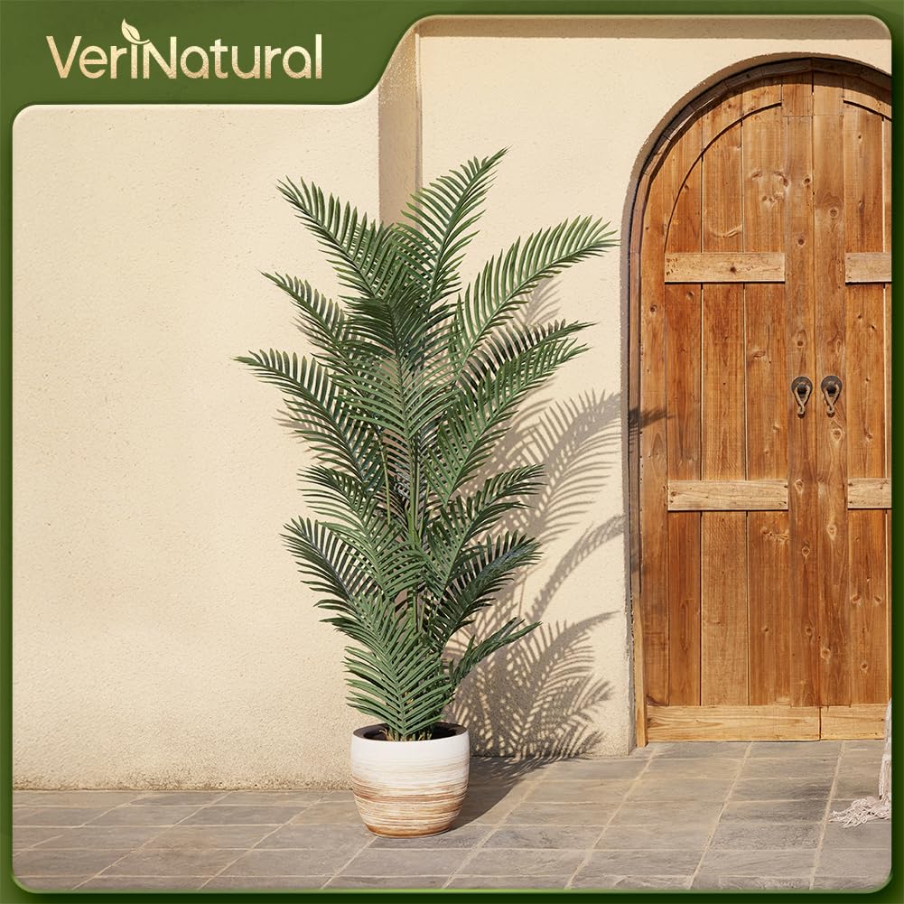 VeriNatural Künstliche Palme 180 cm - Kunstpflanze mit UV-Schutz,Fake Pflanze - Groß Deko Pflanze Perfekt für Innen Außen,Zimmerpflanze für Wohnzimmer, Balkon & Badezimmer 1Pack,VN125