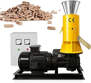 Wood Chip Pellet Press, 15 kW Heavy-Duty Biomass Fuel Pelletizer, 300 kg/h Output, Three-Phase 220V 60Hz, 4 mm Die, Farm & Small-Plant Pellet Production Line