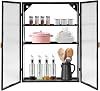 Wall Mounted Kitchen Storage Cabinet, Double PC Door Sideboard Buffet Cabinet Wall Storage Cabinetm, Kitchen Rack Cabinet Shelf for Office Dining Room Living Room (Black)