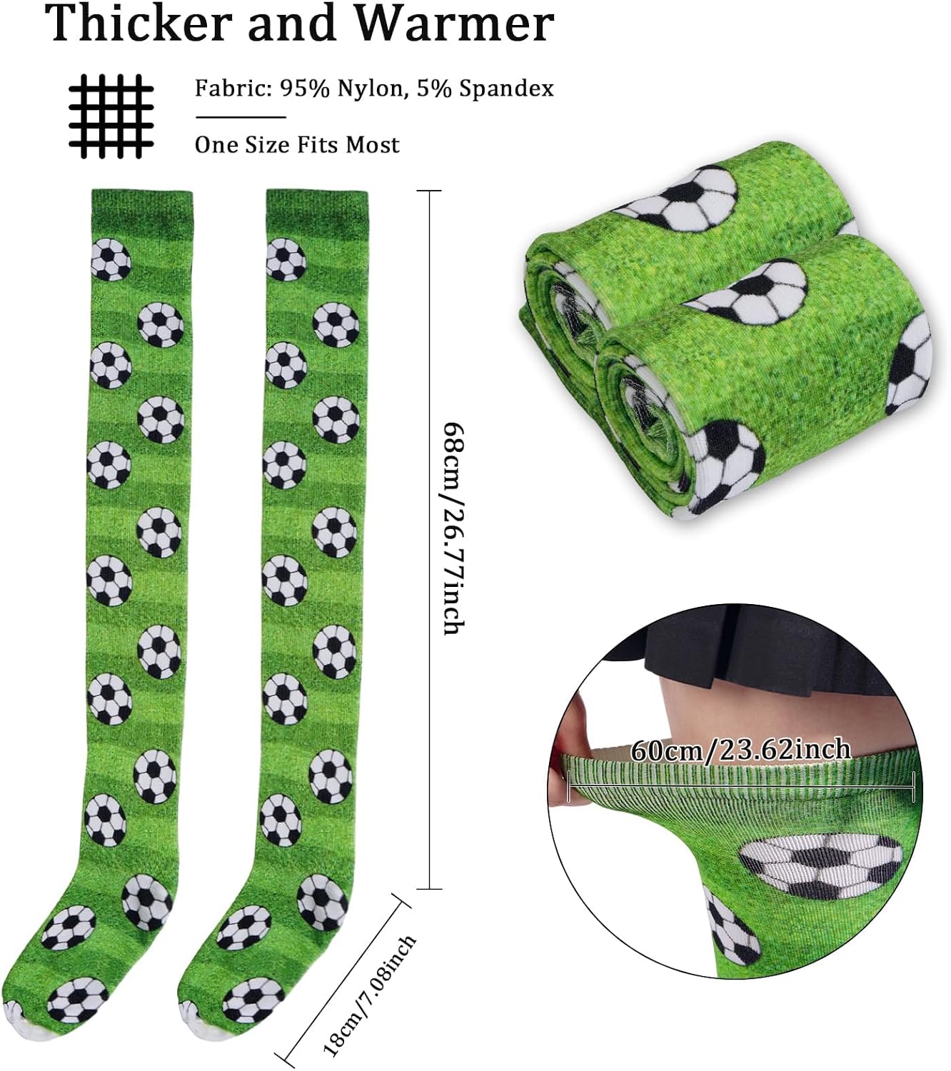 Moon Wood Women's Thigh High Socks Warm Soft Knit Patterned Floral Over The Knee Stockings Novelty Sock Boot Leg Warmers