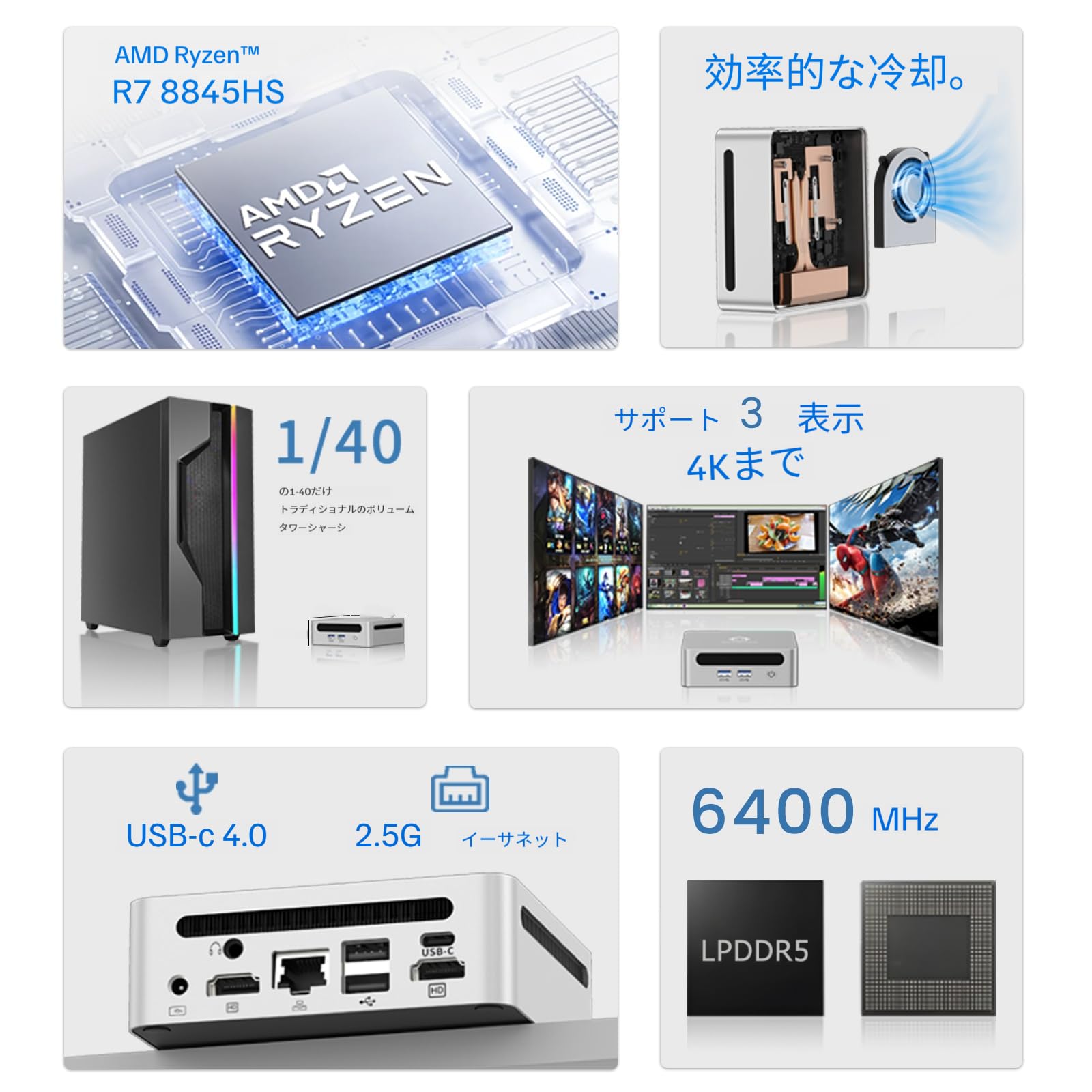 Ryzen7 8845HS ROM/RAMなし ベアボーンキット ミニPC GMKtec K8 Plus AMD Ryzen™ 7 8845HS ミニPC – GMKtec JP