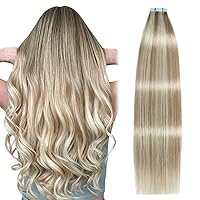 Vista 23 de SUYYA Extensiones de Cabello Humano Rizado Liso con Cinta, Color Negro Natural, Extensiones de Cabello con Cinta, Cabello Humano Rizado Liso, 12