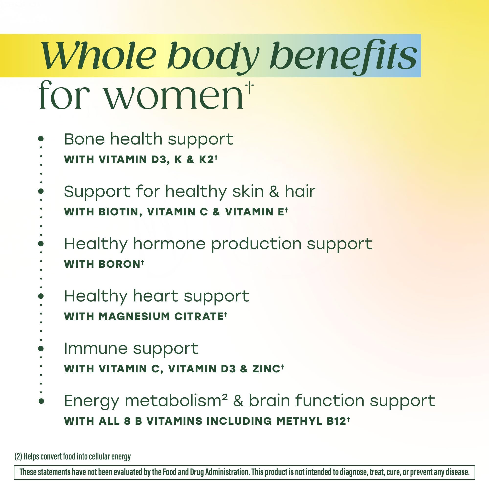 MegaFood Whole Body Multivitamin for Women with 25 Nutrients, 60 Capsules — Amazon image 3