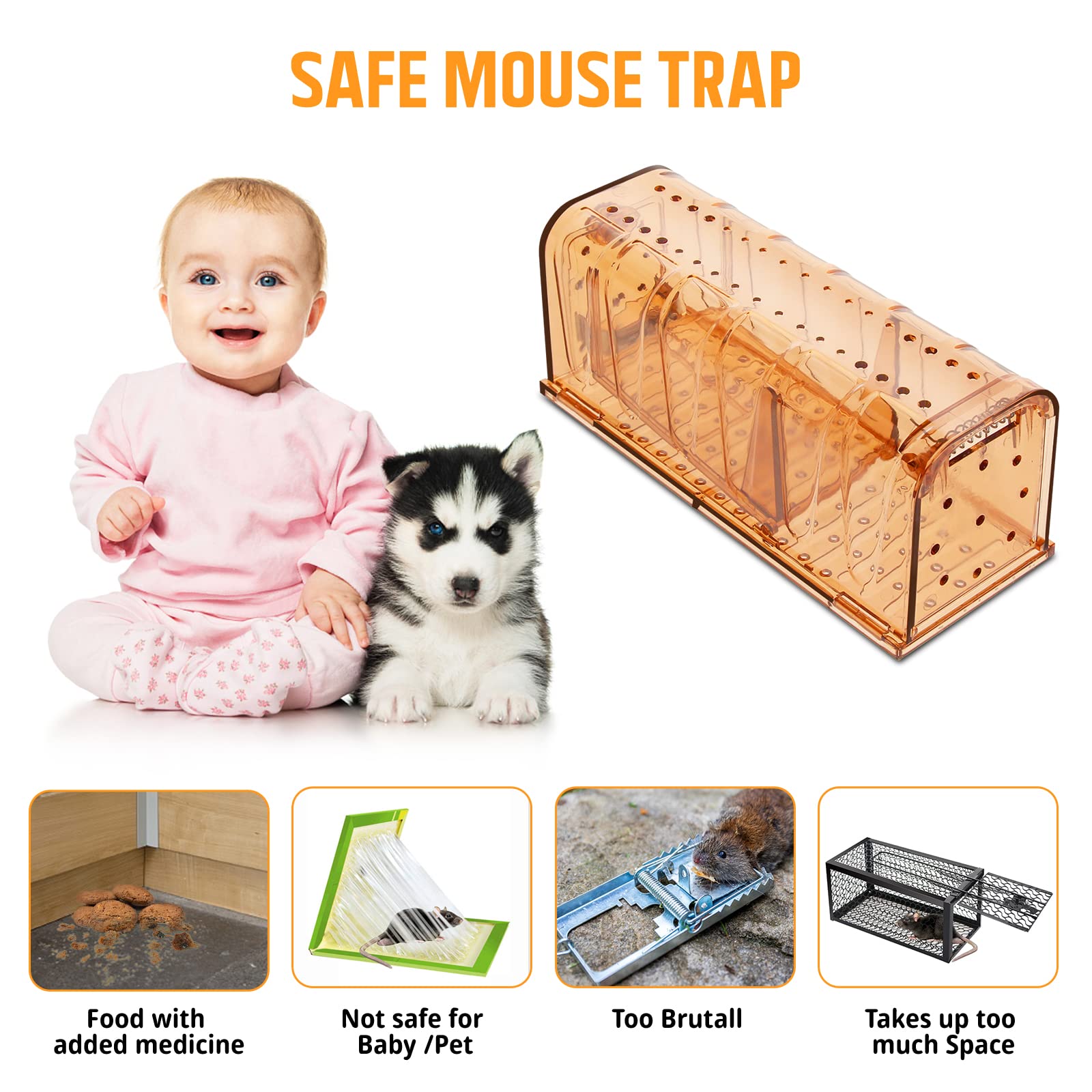 TAKRINK 2P Piège à Souris Humain - Attrape Souris Vivante Réutilisable avec Trou Air