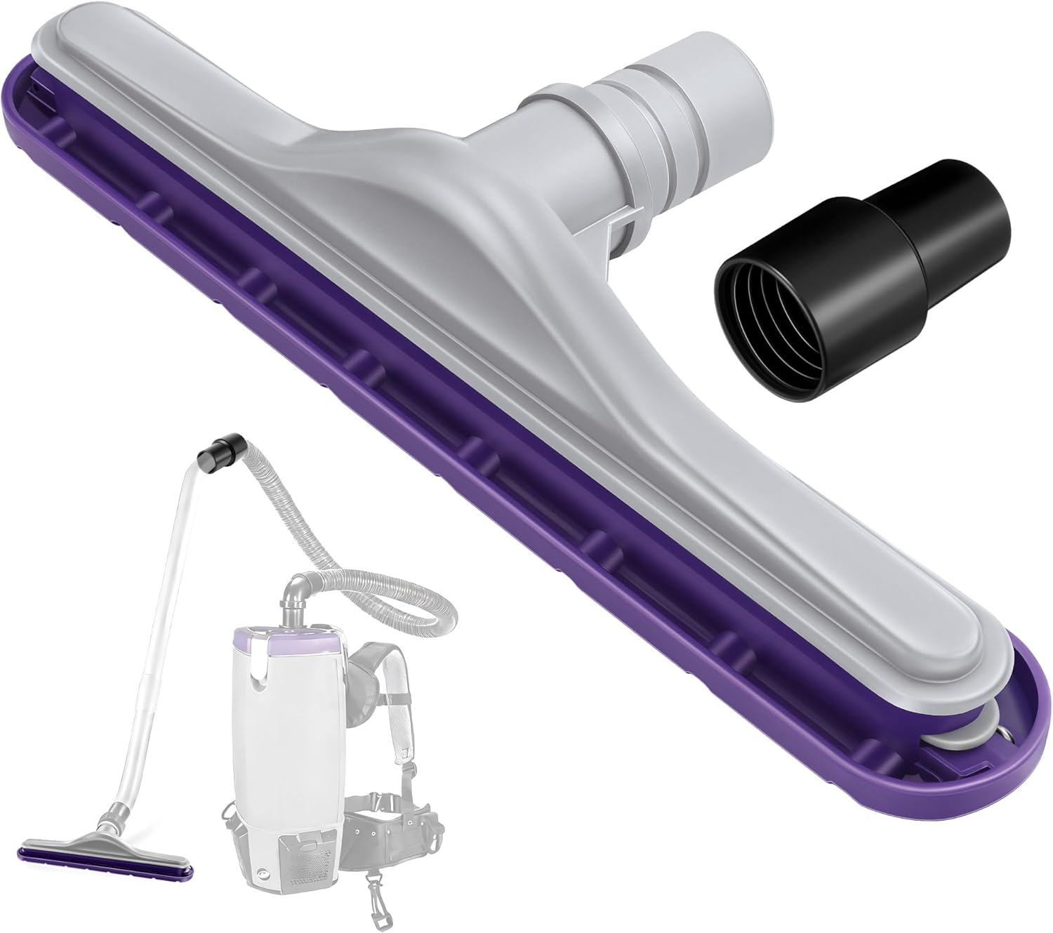 Replacement 14" Floor Brush & 1.5"(38mm) to 1.5" (38mm) Hose Adapter Kit, Compatible with ProTeam 101446 E-Z Glide Backpack Vacuums 10 QT & 6 QT, Compatible with Shop-Vac Wet/Dry Vacuums