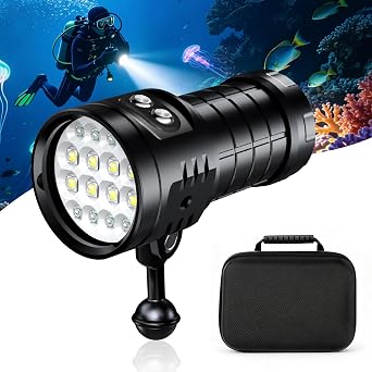16 LED 5000 Lumens Dive Light, 200M Scuba Diving Flashlight, USB- C Rechargeable Underwater Lights, IPX8 Waterproof Underwater Flashlight for Divers Scuba Diving Gifts