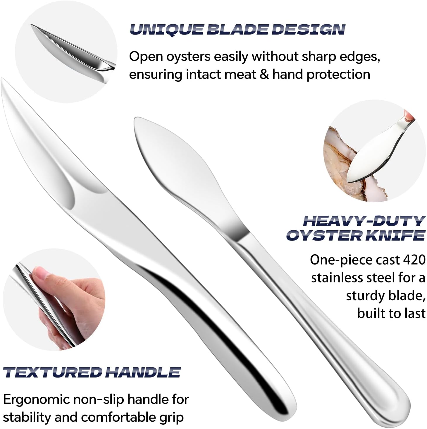 2PCS Oyster Shucking Knife & Cut-Resistant Gloves, Stainless Steel Oyster Opener Tool with Ergonomic Handle, Shucking Kit with Box