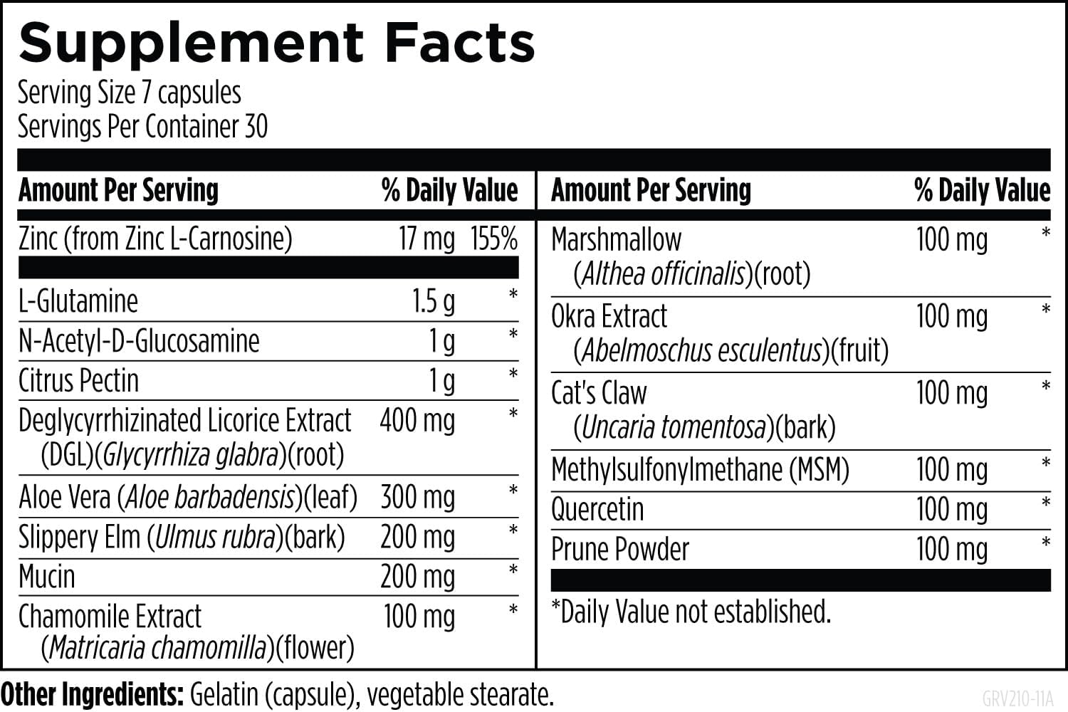 Designs for Health GI Revive - Slippery Elm Gut Health Support with Licorice Root, L-Glutamine + Zinc Carnosine - MSM, Marshmallow Root Powder + Okra Extract (210 Capsules) - Image 3