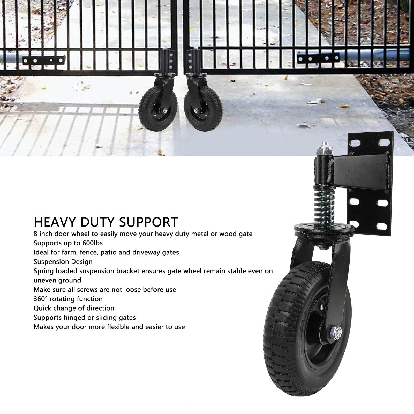 Gate Wheel, 8 Inch for Metal Pipe Gates Farm Gates 600 Pound Load Capacity - Image 4
