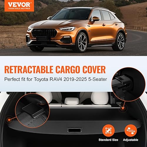 Miniatura 2 de VEVOR Cubierta de carga para Toyota RAV4 2019-2024, cubierta retráctil impermeable mejorada para maletero de Toyota, cubierta trasera resistente a