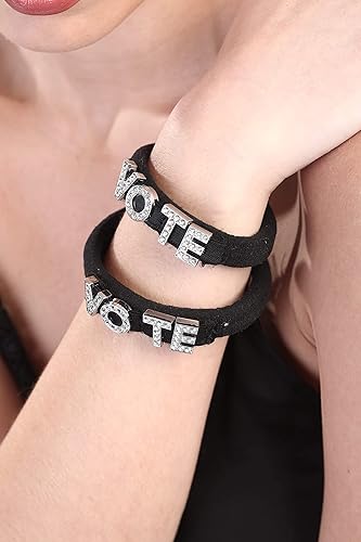 Miniatura 6 de Votar Cola de caballo para el pelo y pulsera decorativa con diamantes de imitación (grande, negro)