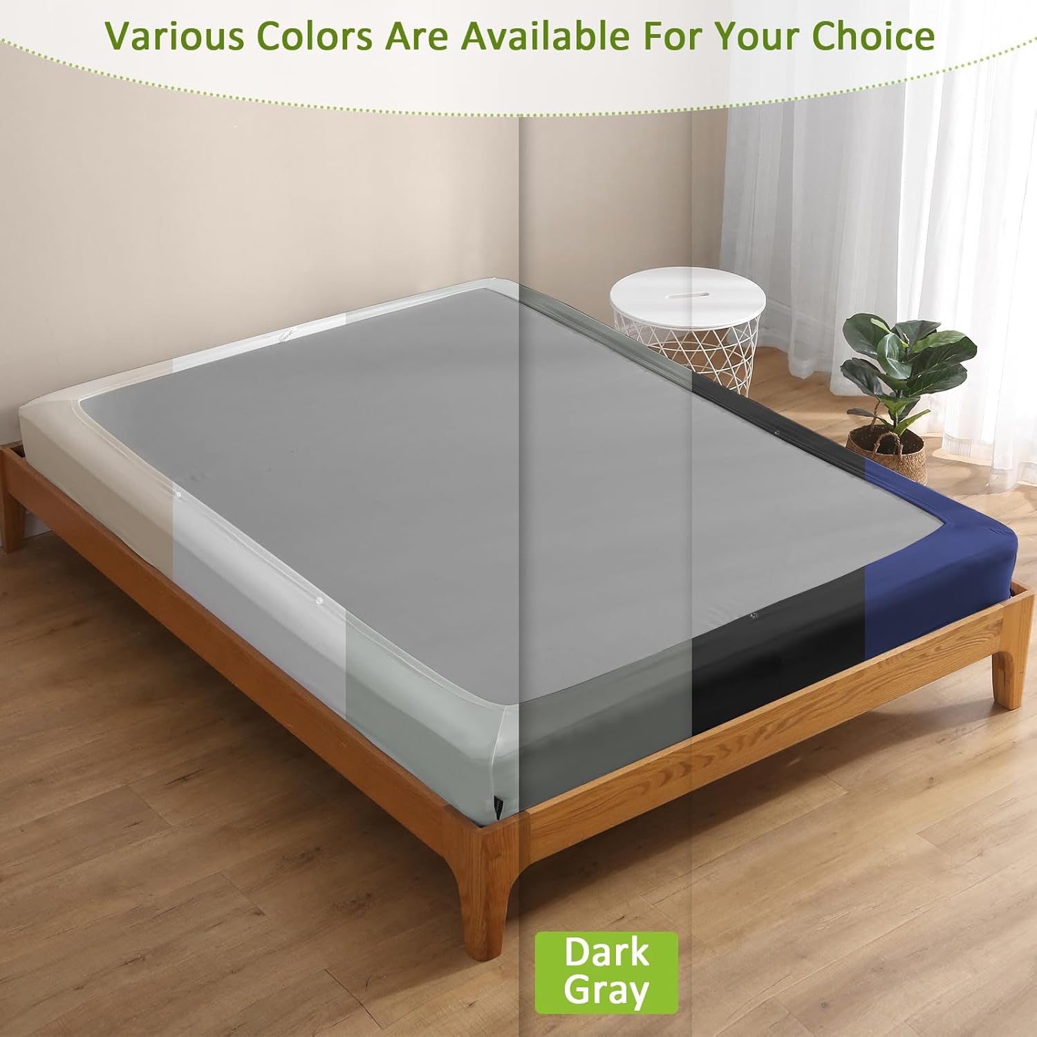 Bedecor 4-9 Inches Split Box Spring Cover King Size Dark Grey with Stretchy Fabric Bed Frame Cover Wrap Around 4 Sides Elastic Bed Skirt Alternative Gray Boxspring Cover King/Cal King