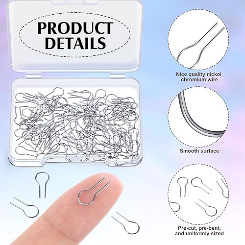 Miniatura 3 de XunYee 200 anillos de salto de alambre de nicrom de alta temperatura en forma de R con 1 caja de almacenamiento de plástico, ganchos de nicrom para