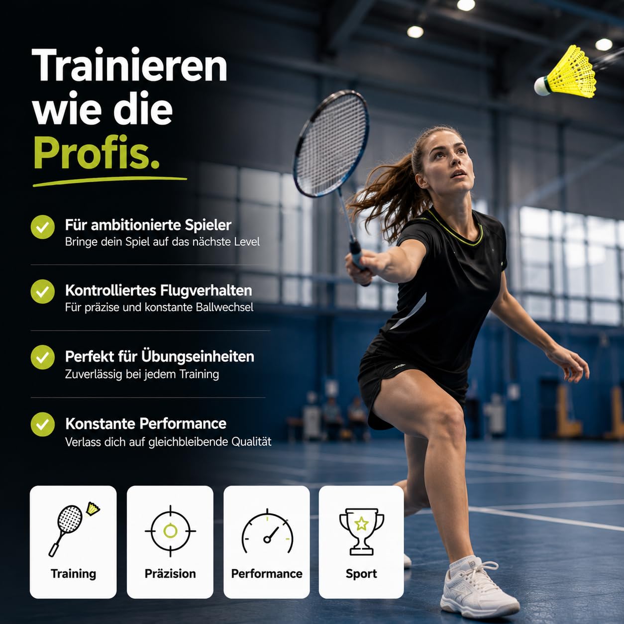 TK Gruppe Timo Klingler Bolas de bádminton Amarillas para Entrenamiento y competición