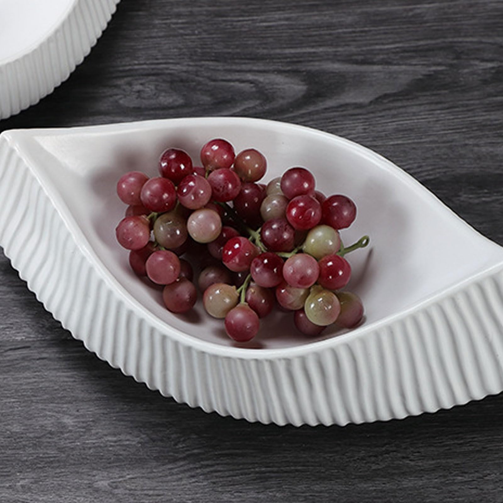 Cuencos Aperitivos Vasitos CeráMico Ovalado Blanca Con Asas Hornear Servir Para Frutas Frescas Panes DecoracióN Mesa RúStica-A