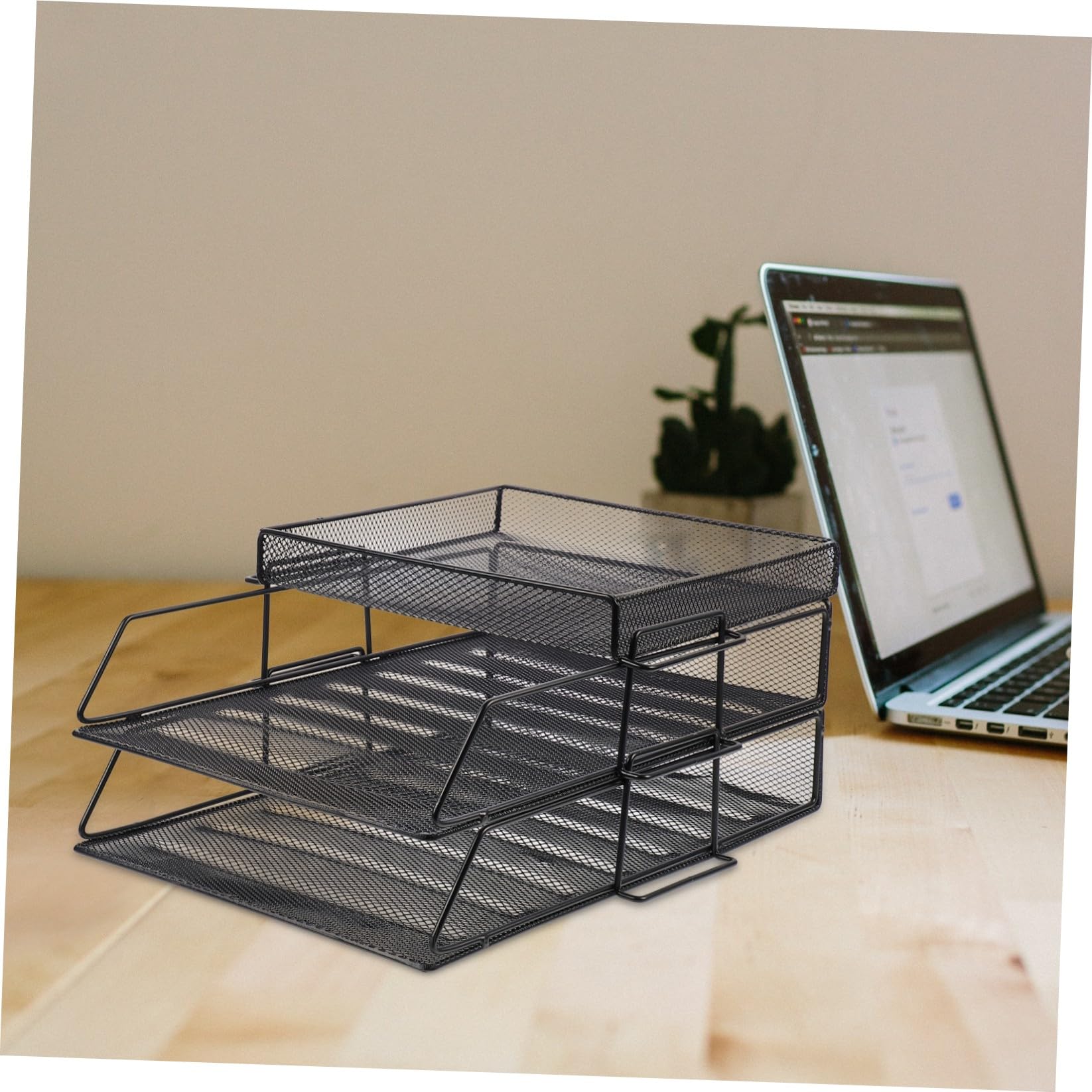 Portadocumenti da Scrivania in Metallo Nero Design a Rete Multipla, Organizzatore per File e Documenti Ufficio, Scaffale Portaoggetti Regolabile