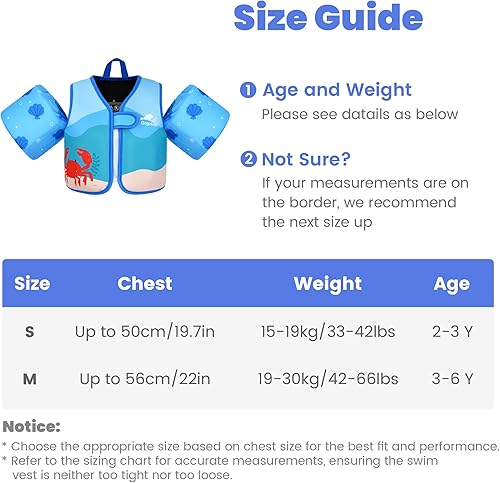 Miniatura 7 de Gogokids Flotadores para niños pequeños, chalecos de natación para niños de 20 a 50 libras, chaquetas flotantes de piscina con alas de agua para