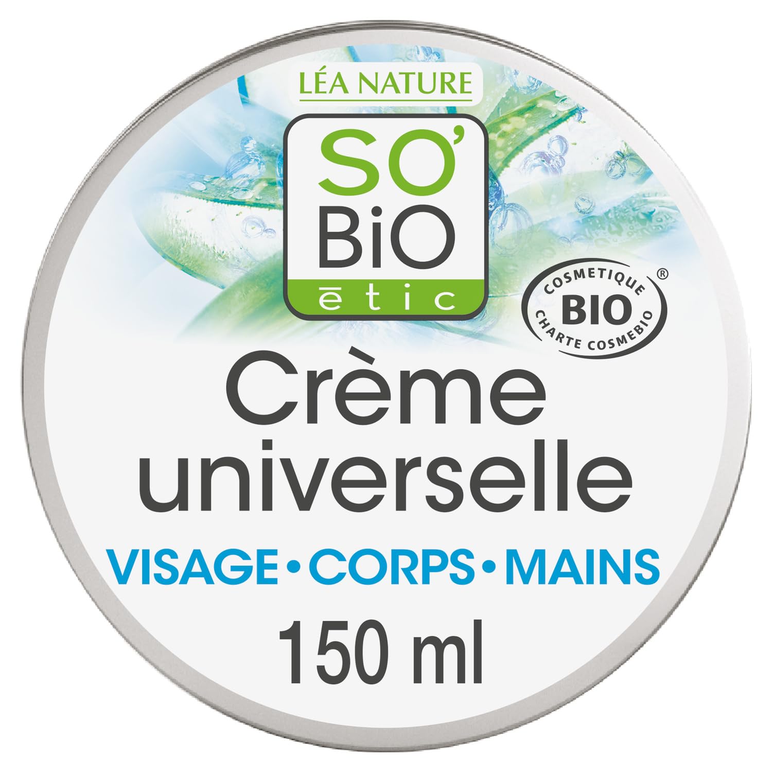 Hydratation longue durée pour tout le corps avec la Crème Universelle Aloe Vera Bio SO'BIO ETIC, format 150mL - Lot de 2