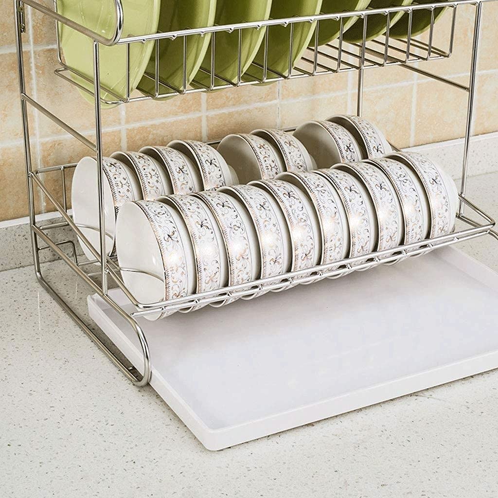 Rejilla para Platos de Acero Inoxidable para Cocina, Rejilla para escurrir Platos, Rejilla para Fregadero, Recipiente con Filtro, vajilla, Caja de Almacenamiento de Platos, artefacto (C)