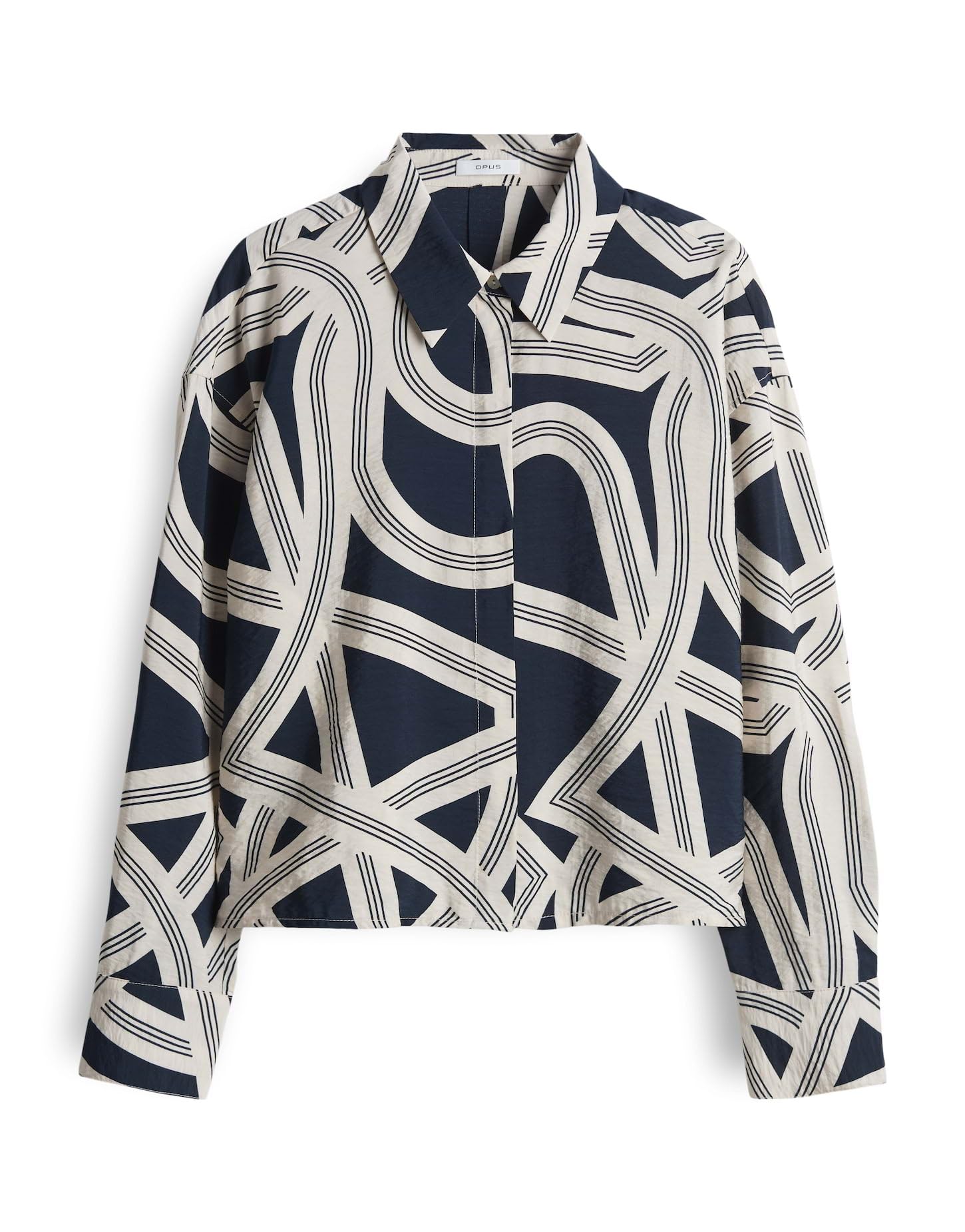 OPUS Damen Langarmbluse - Boxy Printbluse aus nachhaltigem Viskosemix