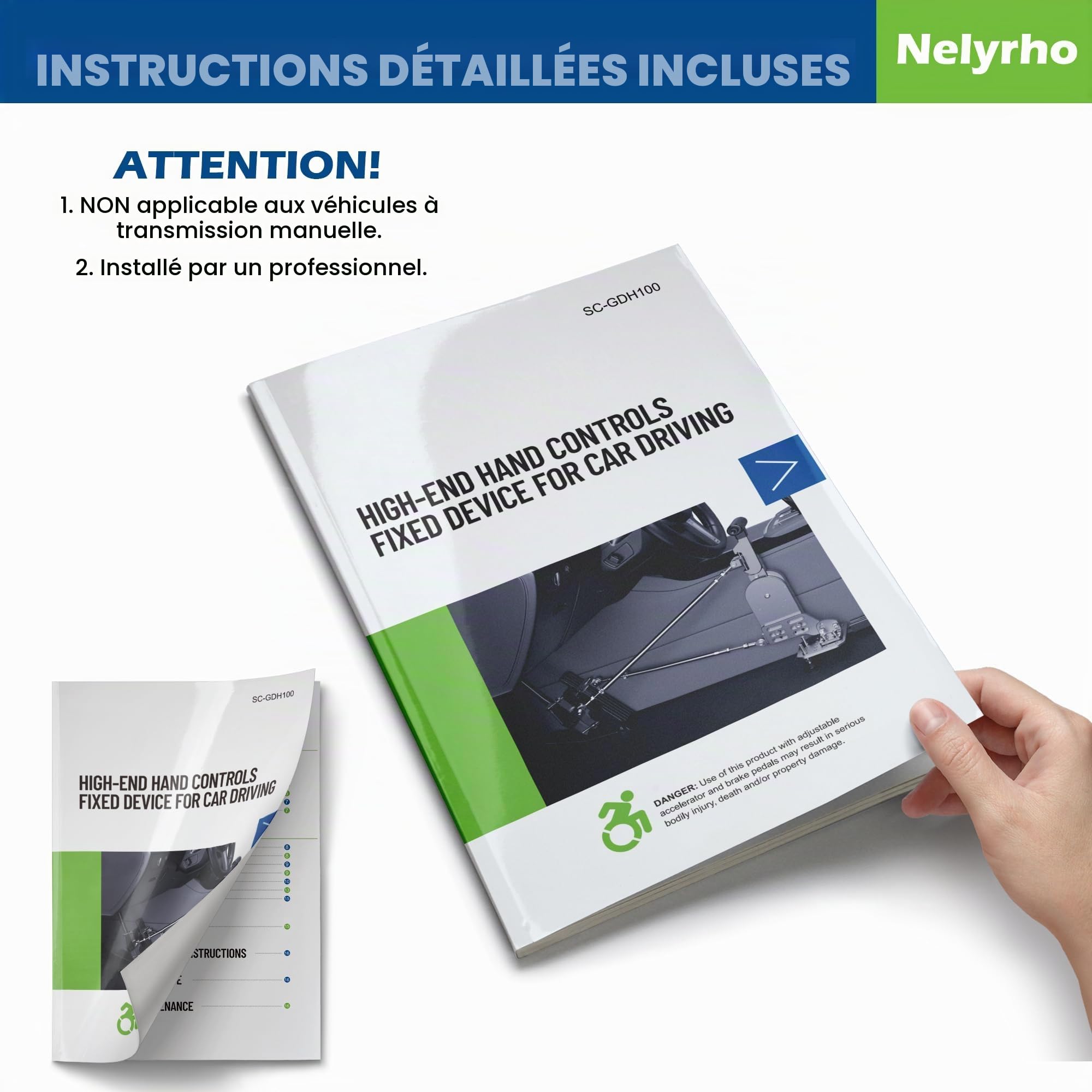 Commandes manuelles pour conducteurs handicapés, blessés ou à mobilité réduite, dispositif d'assistance pour pédales de frein et d'accélérateur, conçu pour les conducteurs blessés ou à mobilité