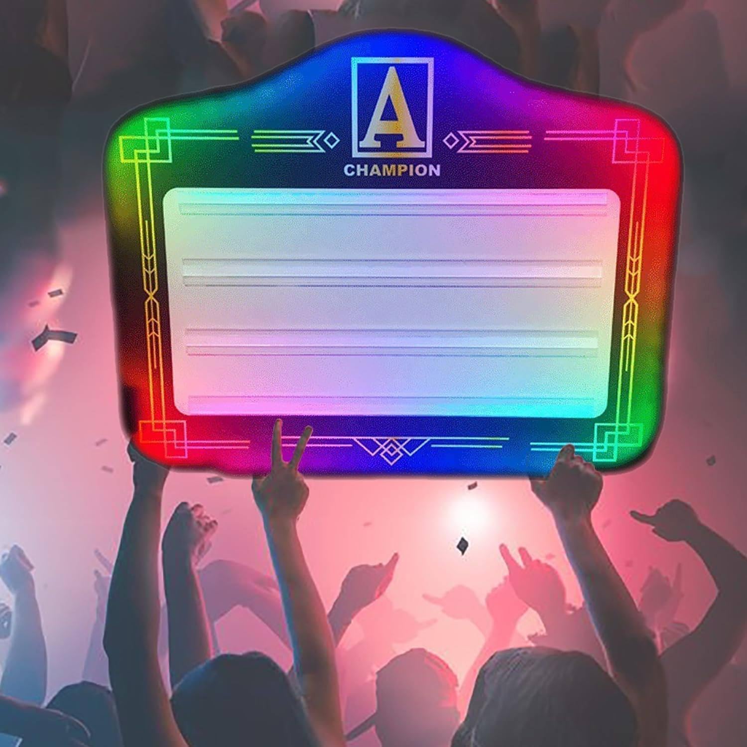 LED Letter Bottle Presenter, VIP Bottle Service Sign Color Display Lights with 4 Sets Letters & 1 Numbers Kit, Hand Holding Light Box Sign for Party, Bar & Night Club (A)