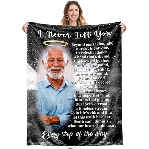 M YESCUSTOM Personalized Memorial Blanket in Loving Memory of Mom Dad Father Grandma Grandpa Custom Blanket with Photo Name Memory Sympathy Christmas Remembrance Gift for Loss of Loved One 8 Photos