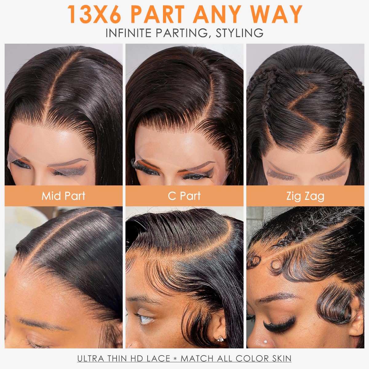Hermosa 13x6 HD Lace Front Wigs Human Hair 180 Density Brazilian Straight Wigs Human Hair For Women Pre Plucked Pre Bleached Natural Hairline 28 inch