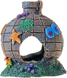 Decorações de aquário de tanques de peixe, ornamentos de aquário Decorações de paisagem Pedra de caverna oca para decoração de tanques de peixes 13x12x14cm