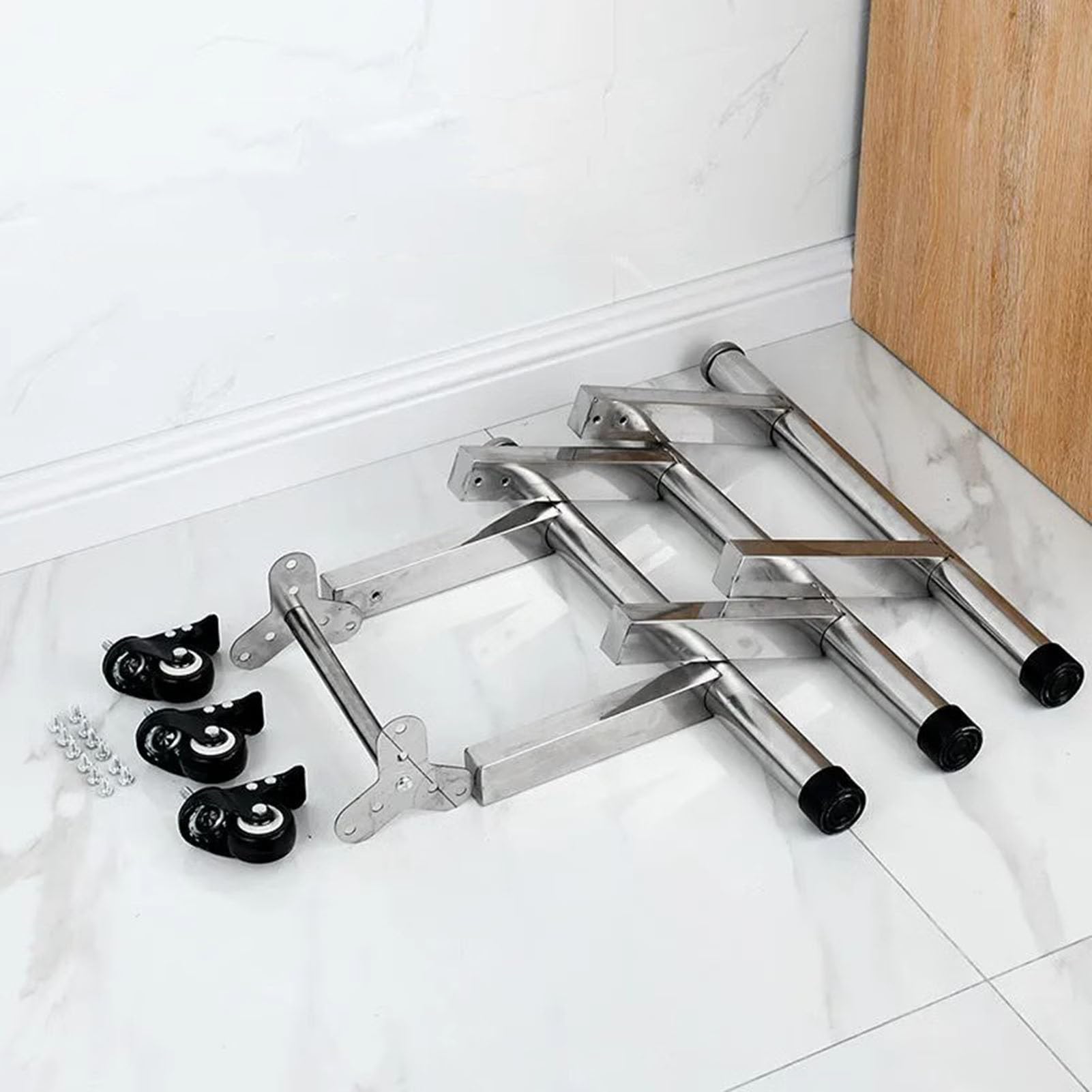 Carrello portavaso in acciaio inox resistente con ruote, per ristoranti, cucine, hotel e garage