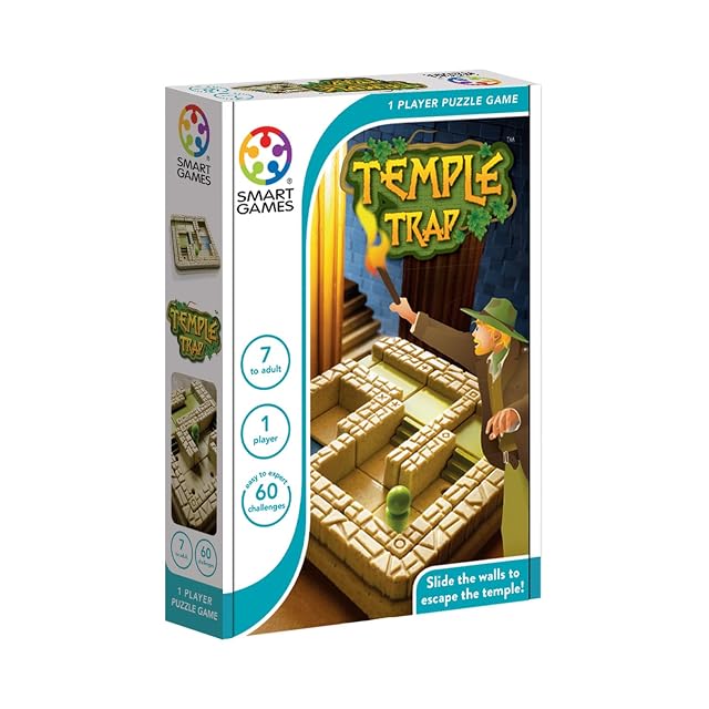 Smart Games - Temple Trap | Juegos De Mesa Niños 7 Años O Más | Rompecabezas Niños Y Rompecabezas Adultos Con 60 Desafíos | Juegos Infantiles Para 1 Solo Jugador