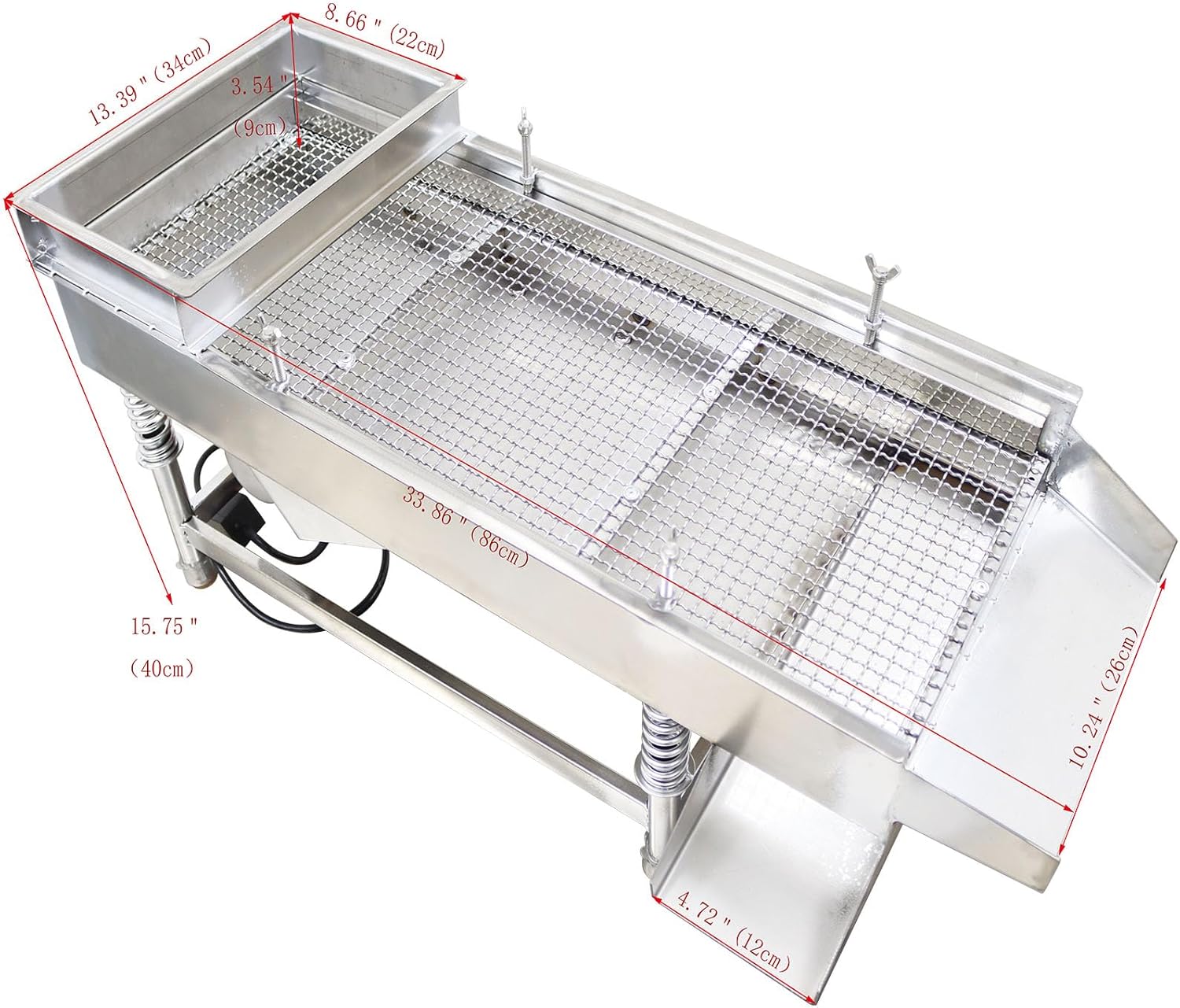 Electric Vibrating Sifter with 11mm(Square Hole) Screen Straight Vibrating Sieve Shaker Stainless Steel Linear Sifter Machine Linear Shaker Single Motor 110v 80W