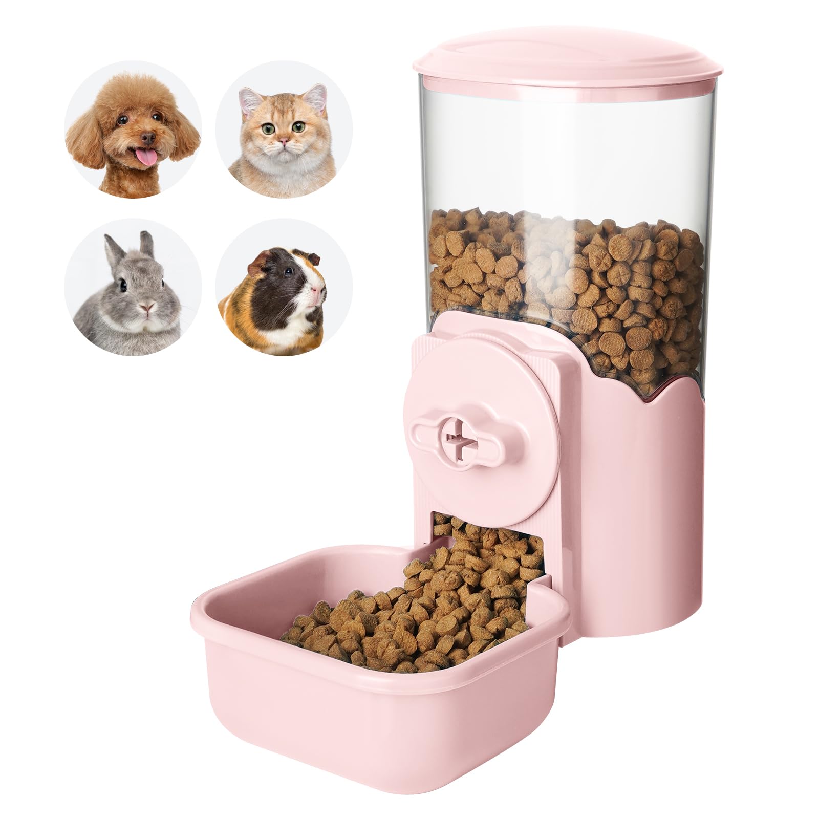 VANNON Small Animal Hanging Automatic Food Dispenser, 35oz Gravity Pet Feeder for Cage, Food Bowl for Rabbit Puppy Cat Ferret Guinea Pig Chinchilla
