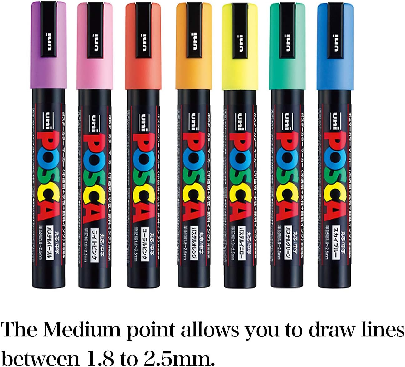 Uni Paint Marker Mitsubishi Poster Color 12 Marking Pen Medium Point PC-5M 7 Natural & 5 Dark Colors Set With Original Stylus Ballpoint Touch Pen