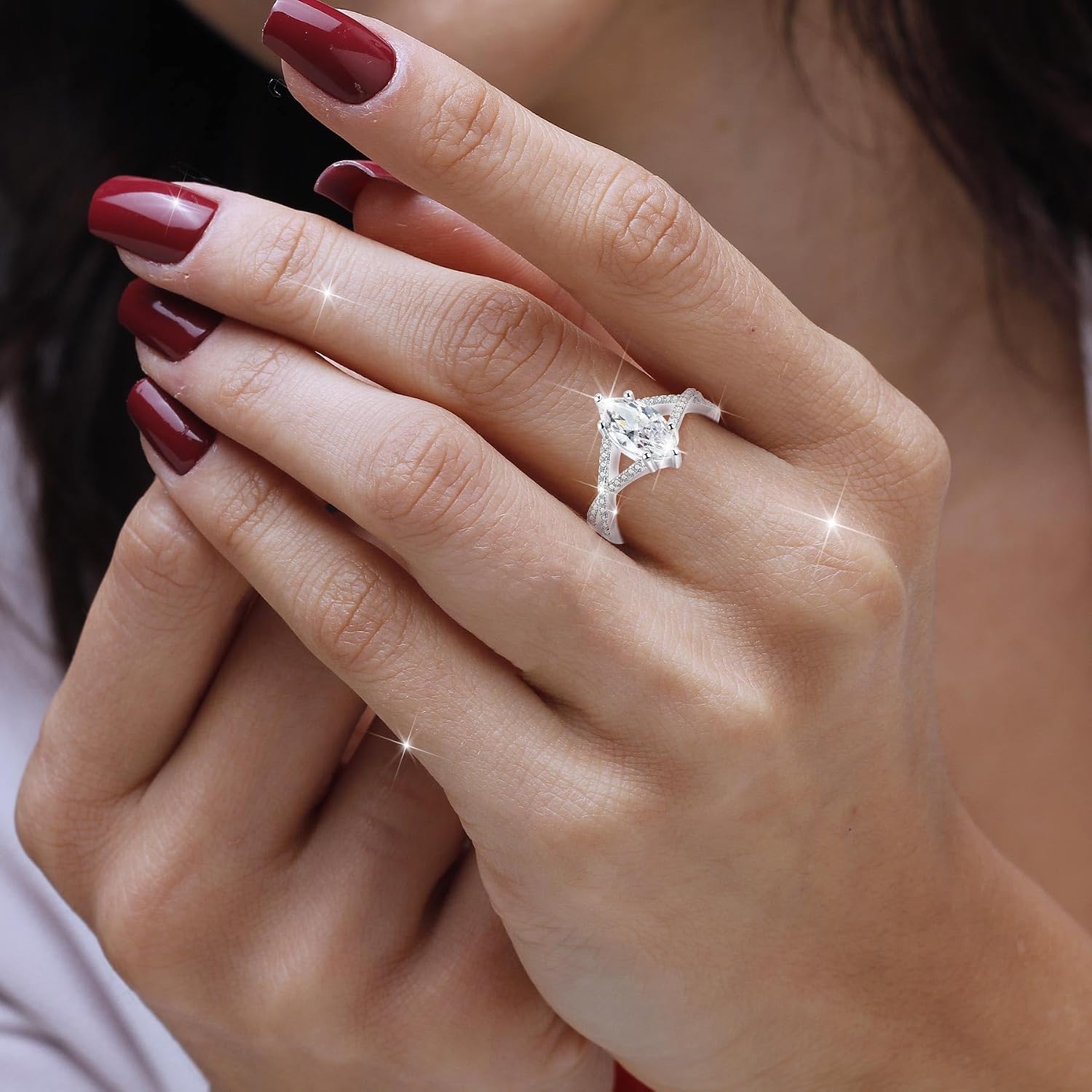 1.5CT Marquise Cut Engagement Ring For Women, Sterling S925 Silver Solitaire Ring Wedding Ring Promise Ring