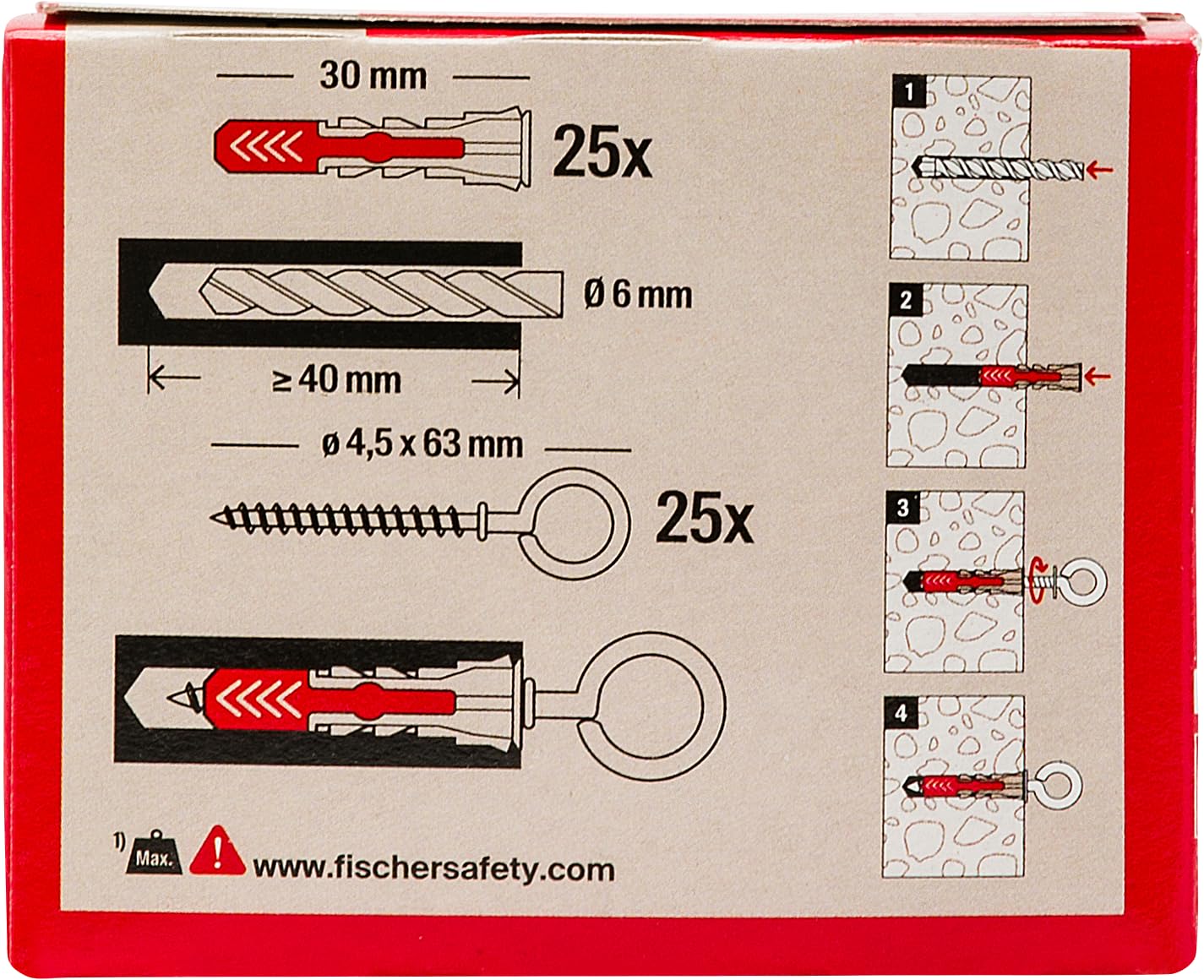 Fischer DuoPower 25 Tasselli 6 x 30 mm Universali Muro Pieno Mattone Forato Cartongesso