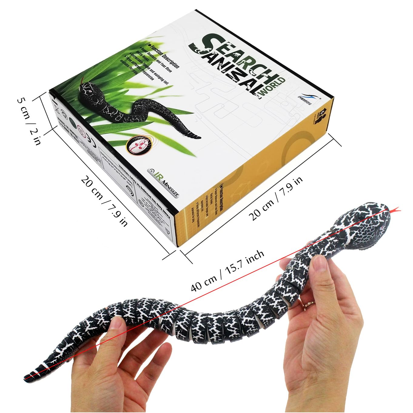 RC Snake Télécommande infrarouge Véhicule électrique Électronique Enfants Prank Scary Toy réaliste pour anniversaire, Halloween, Noël (Noir)