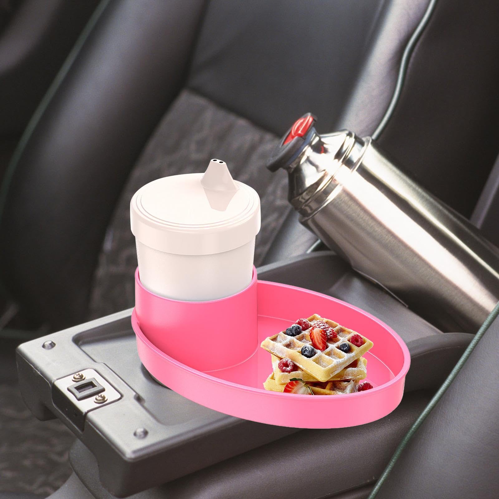 Vassoio Porta Snack Per Seggiolino Auto | Piatto Con Portabicchiere Per Bambini | Anti Fuoriuscita Per Viaggi | Essenziale Per Road Trip | Nero