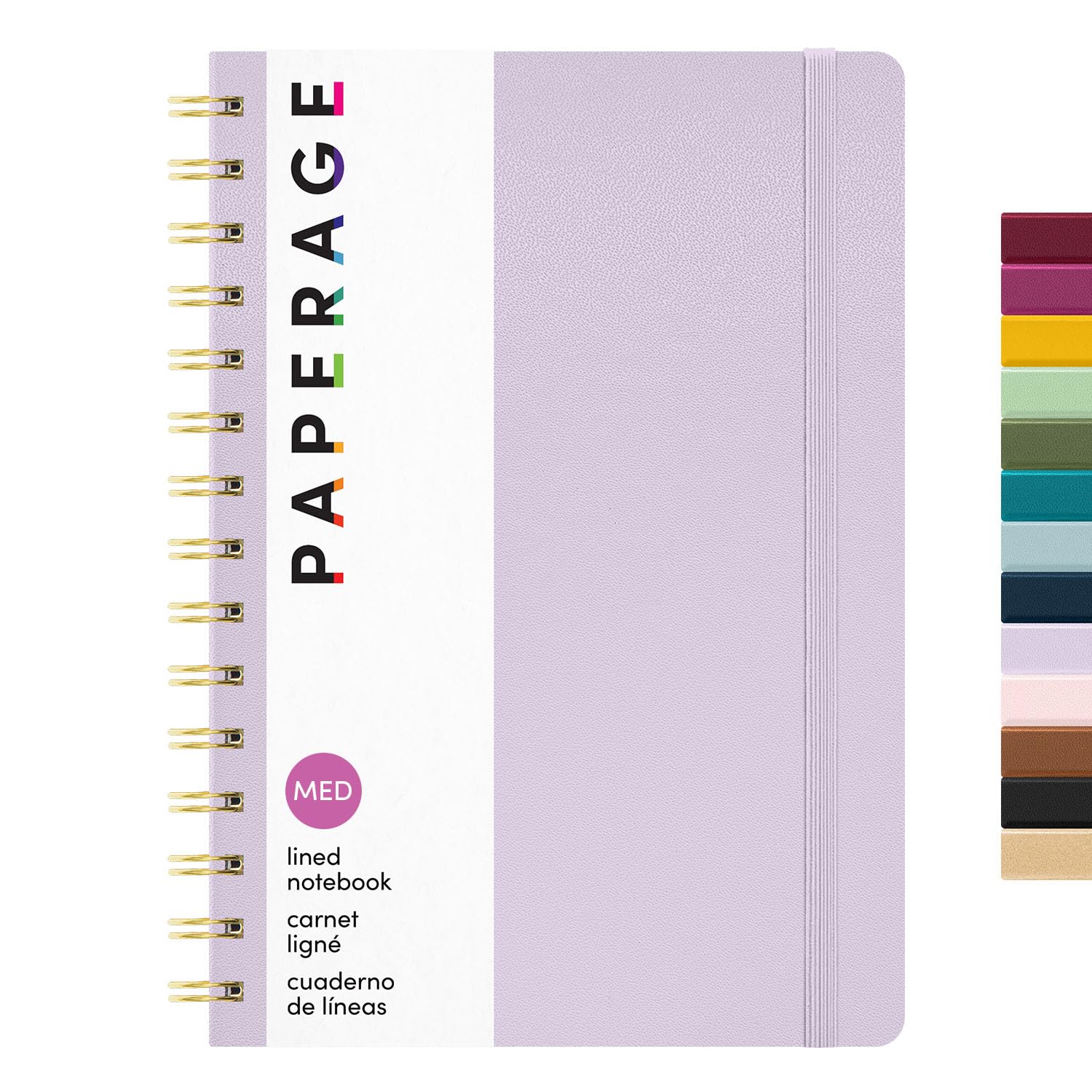 PAPERAGE Lined Spiral Journal Notebook, (Lavender), 160 Pages, Hardcover Journal for Women & Men, Medium 5.5 in x 8 in - 100 GSM, Thick Paper, Spiral Notebook for Work, School & Journaling